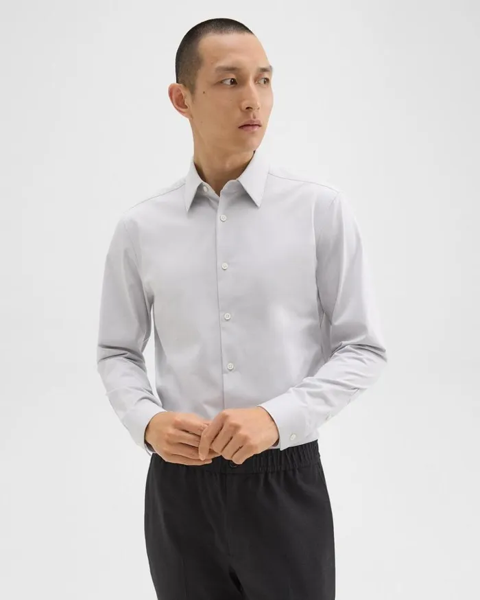 Theory Sylvain Shirt In Structure Knit Vapor Men Shirts