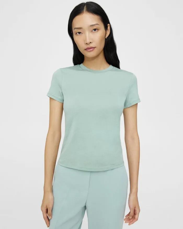 Theory Tiny Tee In Organic Cotton Silver Mint Women TShirts Tank Tops
