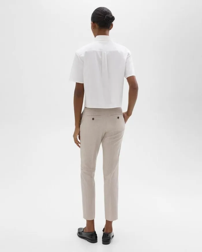 Theory Treeca Pant In Good Wool Sand Melange Women Pants