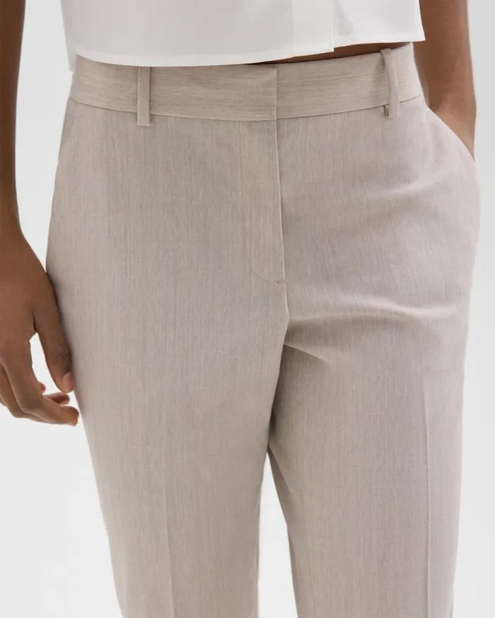 Theory Treeca Pant In Good Wool Sand Melange Women Pants
