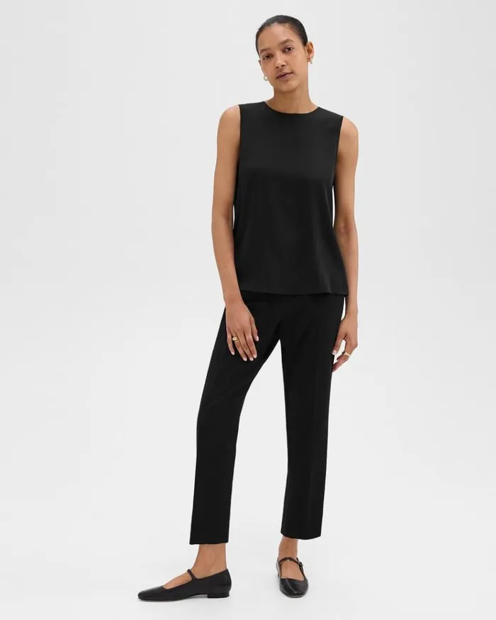 Theory Treeca PullOn Pant In Admiral Crepe Black Women Pants
