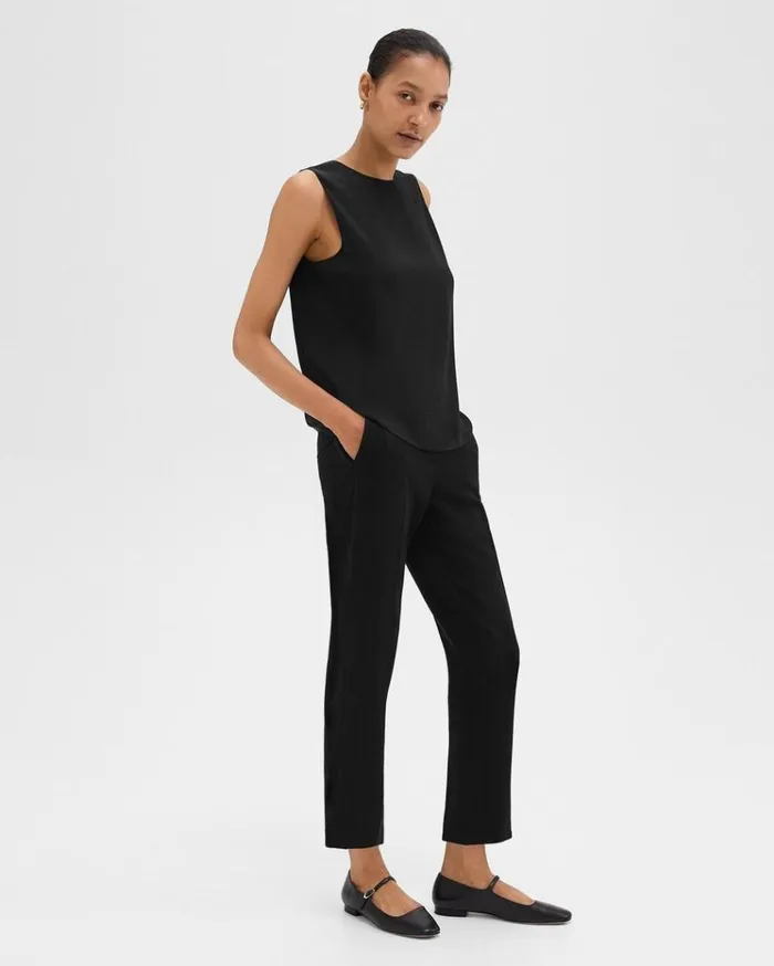 Theory Treeca PullOn Pant In Admiral Crepe Black Women Pants