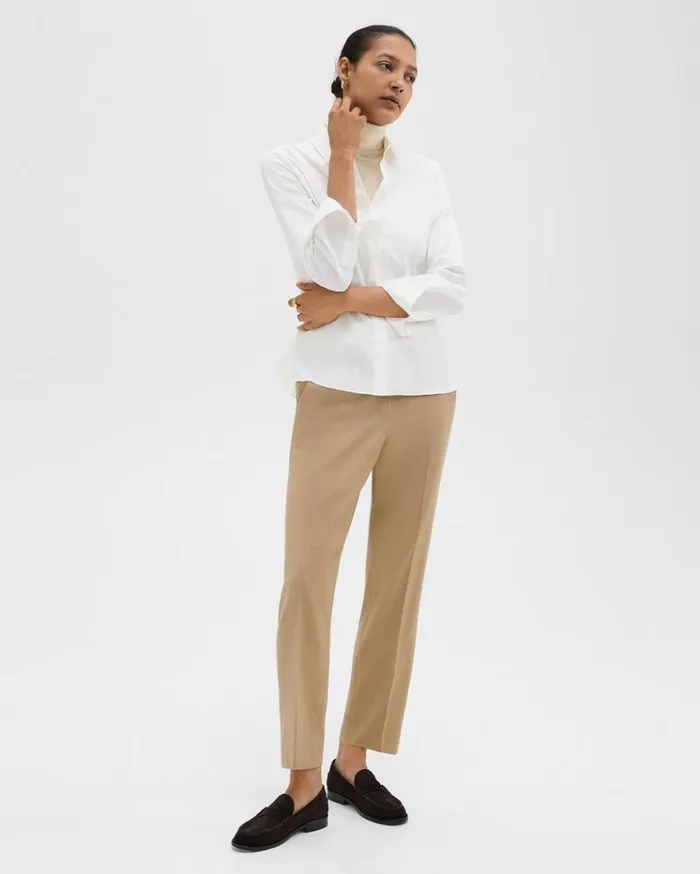 Theory Treeca PullOn Pant In Sleek Flannel New Camel Women Pants