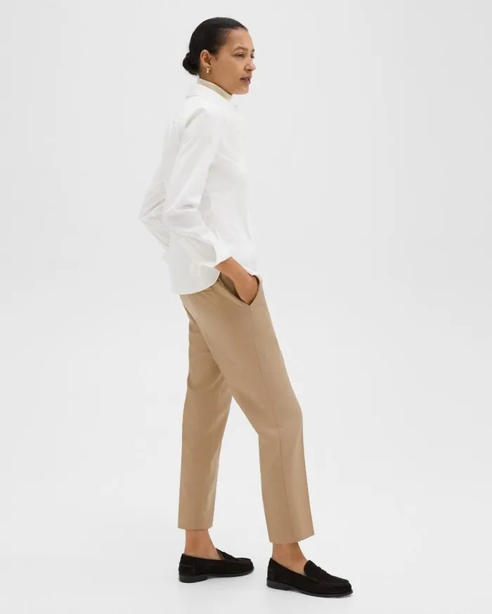 Theory Treeca PullOn Pant In Sleek Flannel New Camel Women Pants
