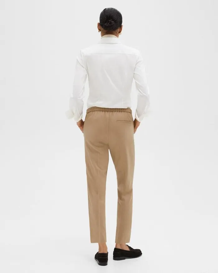 Theory Treeca PullOn Pant In Sleek Flannel New Camel Women Pants