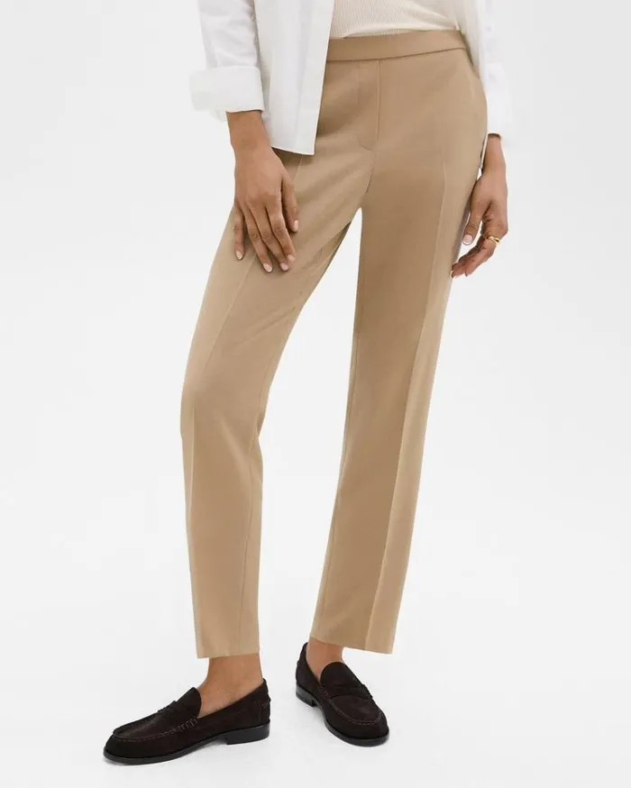 Theory Treeca PullOn Pant In Sleek Flannel New Camel Women Pants