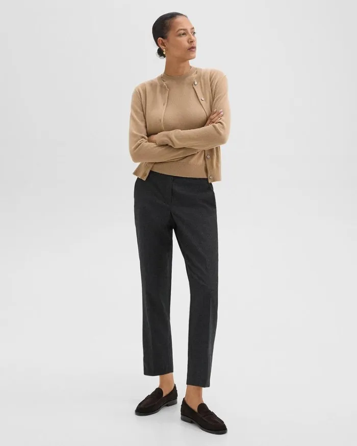 Theory Treeca PullOn Pant In Sleek Flannel New Charcoal Melange Women Pants