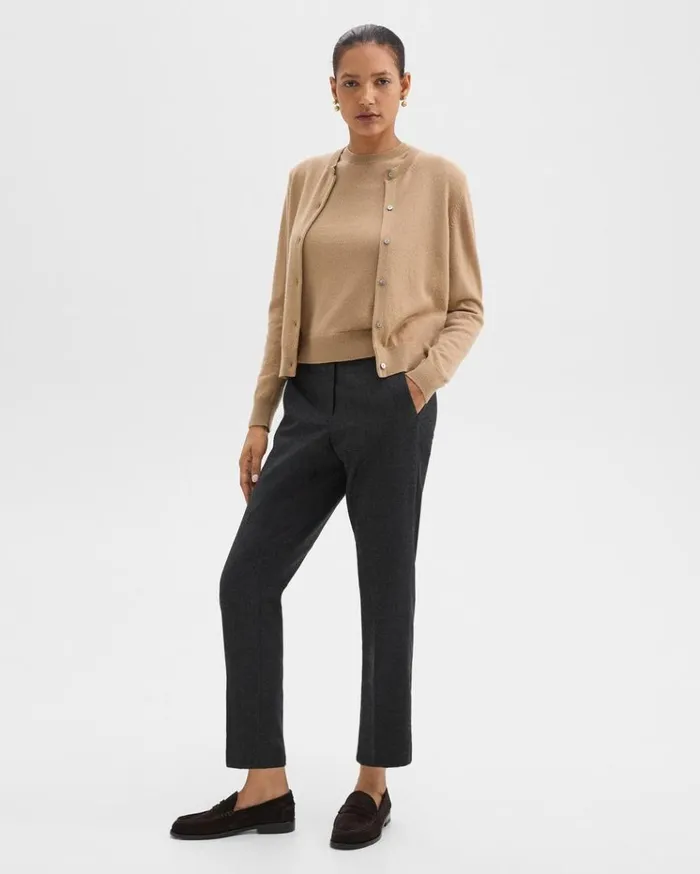 Theory Treeca PullOn Pant In Sleek Flannel New Charcoal Melange Women Pants