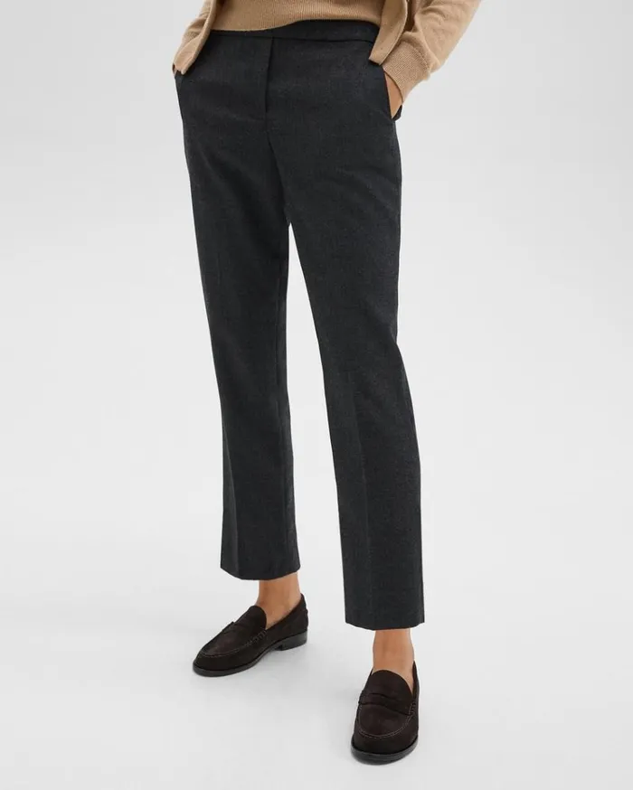 Theory Treeca PullOn Pant In Sleek Flannel New Charcoal Melange Women Pants