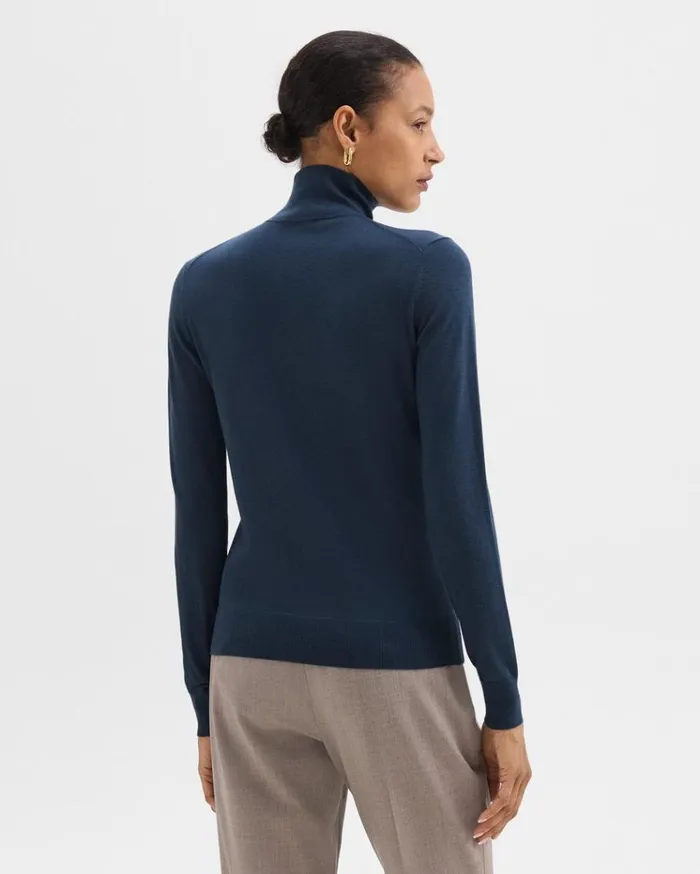 Theory Turtleneck Sweater In Regal Wool Ash Blue Women Sweaters Cardigans