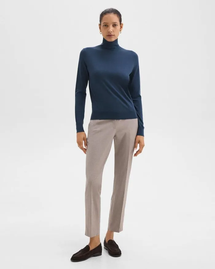 Theory Turtleneck Sweater In Regal Wool Ash Blue Women Sweaters Cardigans