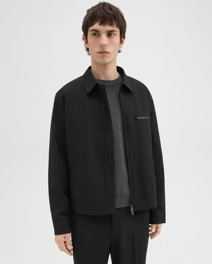 Theory Workwear Jacket In WoolBlend Twill Black Men Outerwear