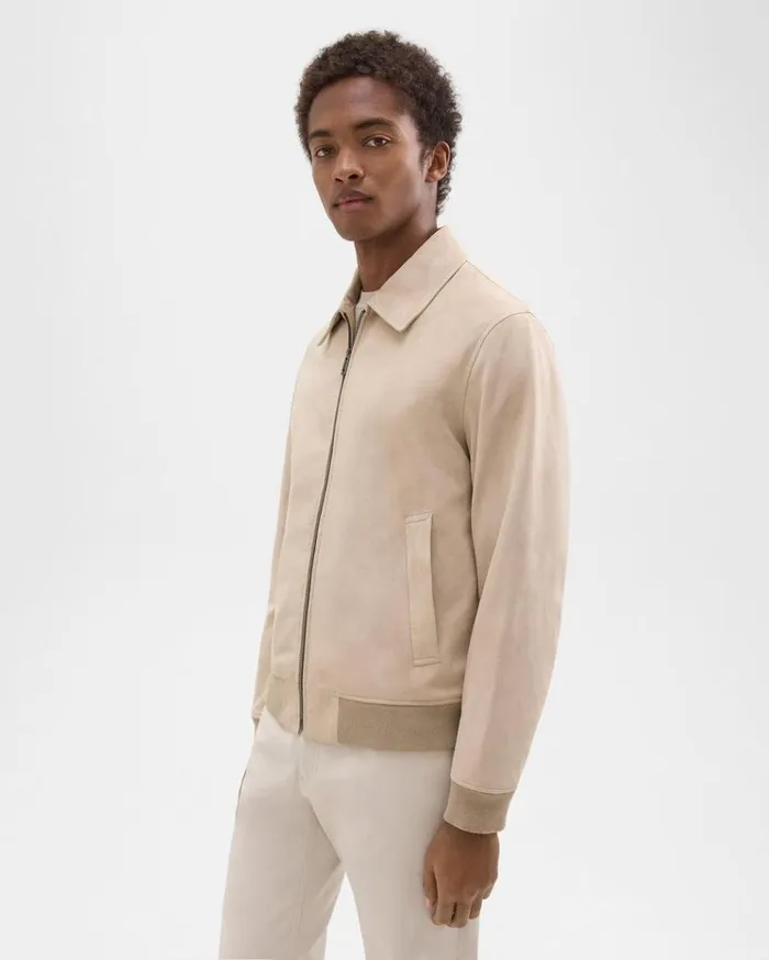 Theory Wyatt Zip Jacket In Suede Sand Men Outerwear Theory Wyatt Zip Jacket In Suede Sand Men Outerwear