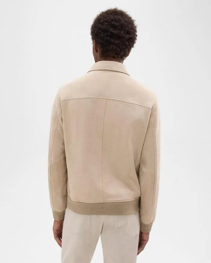 Theory Wyatt Zip Jacket In Suede Sand Men Outerwear Theory Wyatt Zip Jacket In Suede Sand Men Outerwear