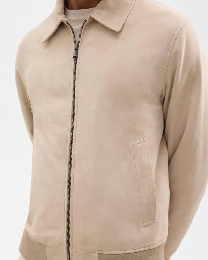Theory Wyatt Zip Jacket In Suede Sand Men Outerwear Theory Wyatt Zip Jacket In Suede Sand Men Outerwear