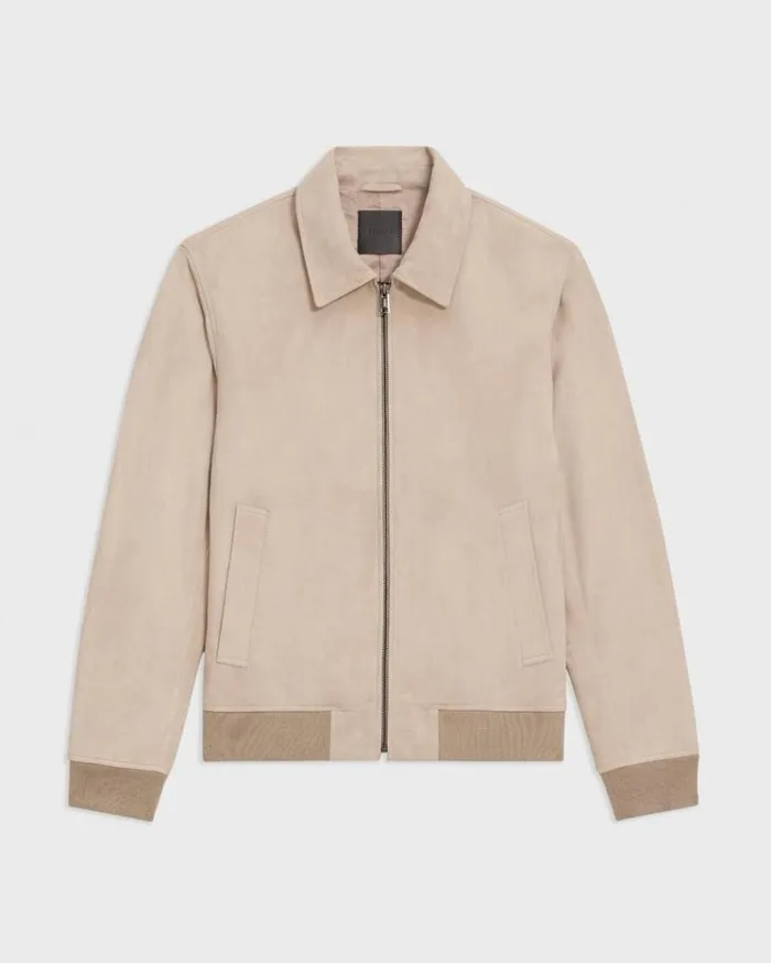 Theory Wyatt Zip Jacket In Suede Sand Men Outerwear Theory Wyatt Zip Jacket In Suede Sand Men Outerwear