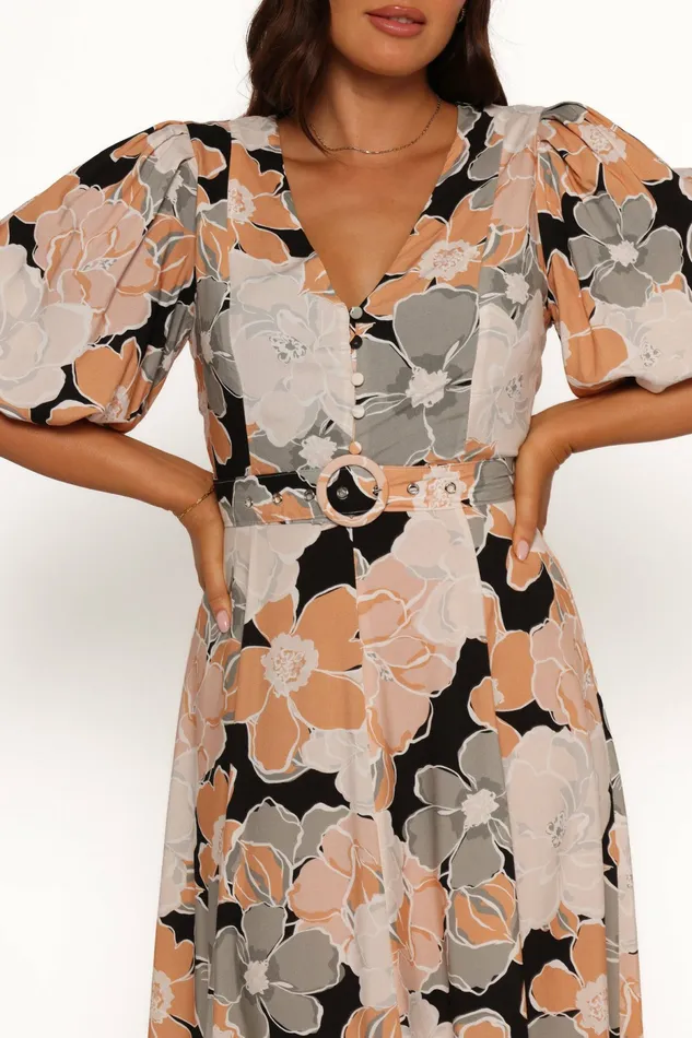 Tiarni Maxi Dress Black Floral Women Fall Dresses Petal and Pup