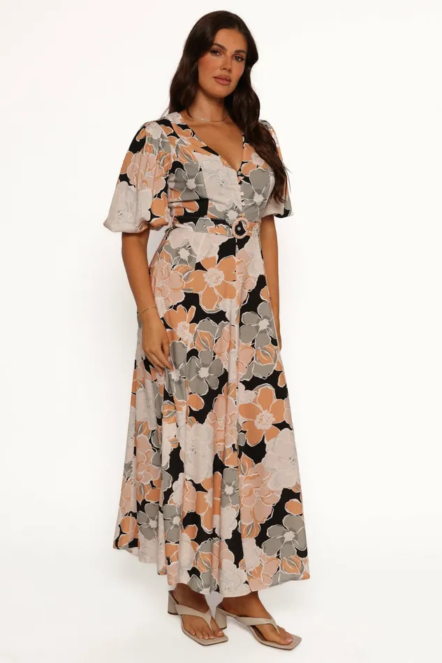 Tiarni Maxi Dress Black Floral Women Fall Dresses Petal and Pup