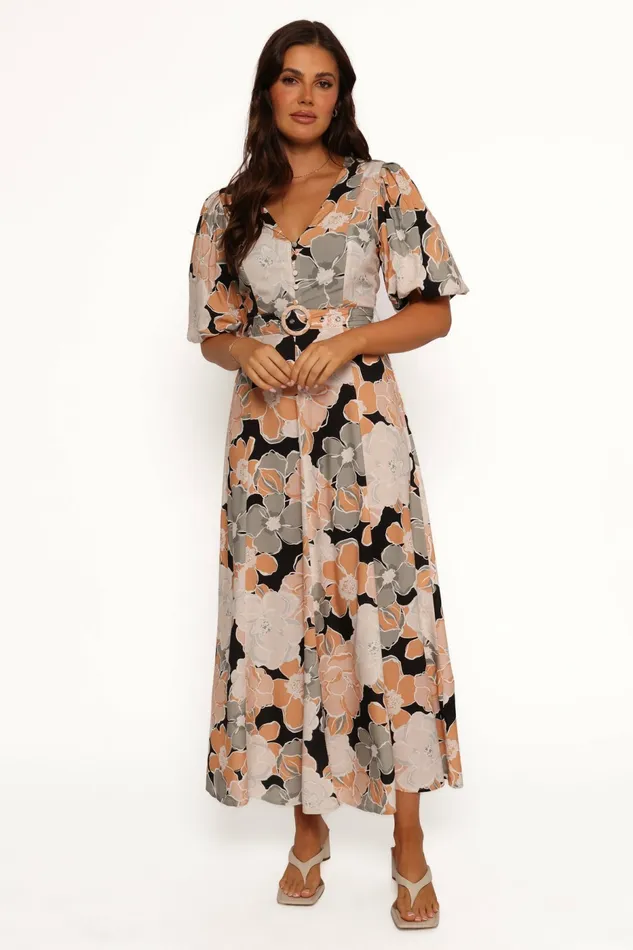 Tiarni Maxi Dress Black Floral Women Fall Dresses Petal and Pup