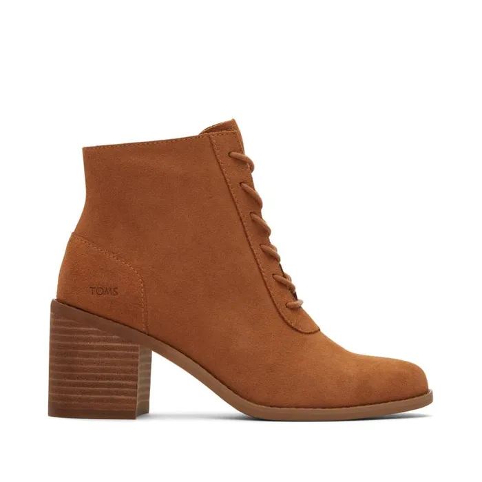 Toms Boots and Booties Evelyn Heeled Boot Suede Tan 8211 Women