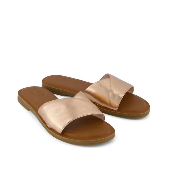 Toms Mules and Slides Shea Slide Sandal Rose Gold Metallic Nappa Leather 8211 Women Toms Mules and Slides Shea Slide Sandal Rose Gold Metallic Nappa Leather 8211 Women