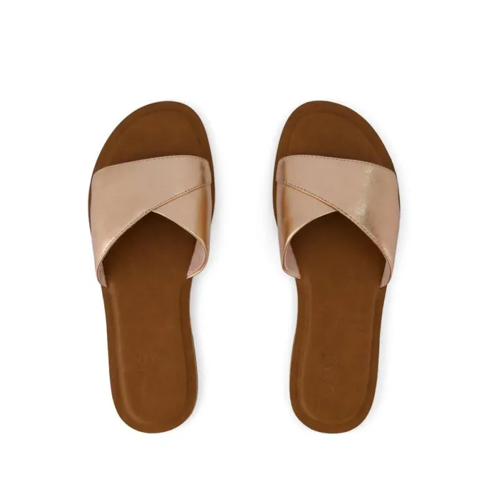 Toms Mules and Slides Shea Slide Sandal Rose Gold Metallic Nappa Leather 8211 Women Toms Mules and Slides Shea Slide Sandal Rose Gold Metallic Nappa Leather 8211 Women