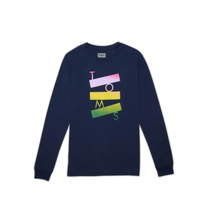 Toms Tees TOMS Logo Long Sleeve Crew Tee Navy Blue 8211 Gear
