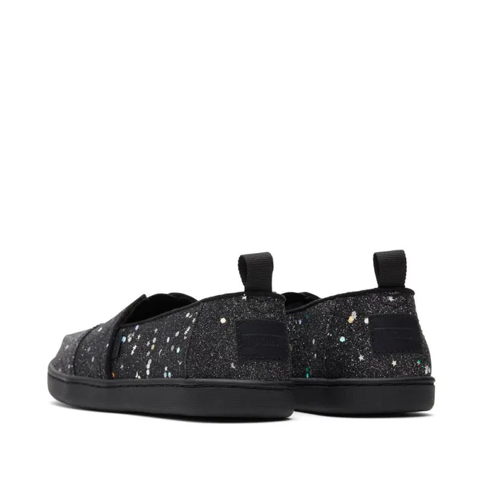 Toms TOMS Classics Alpargata Kids Shoe Cosmic Black Glitter 8211 KidsWomen Toms TOMS Classics Alpargata Kids Shoe Cosmic Black Glitter 8211 KidsWomen