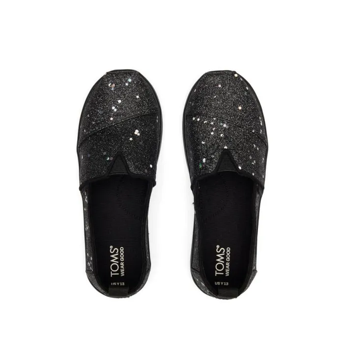 Toms TOMS Classics Alpargata Kids Shoe Cosmic Black Glitter 8211 KidsWomen Toms TOMS Classics Alpargata Kids Shoe Cosmic Black Glitter 8211 KidsWomen
