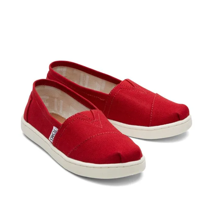 Toms TOMS Classics Alpargata Kids Shoe Red Canvas 8211 WomenKids Toms TOMS Classics Alpargata Kids Shoe Red Canvas 8211 WomenKids