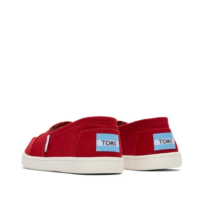 Toms TOMS Classics Alpargata Kids Shoe Red Canvas 8211 WomenKids Toms TOMS Classics Alpargata Kids Shoe Red Canvas 8211 WomenKids