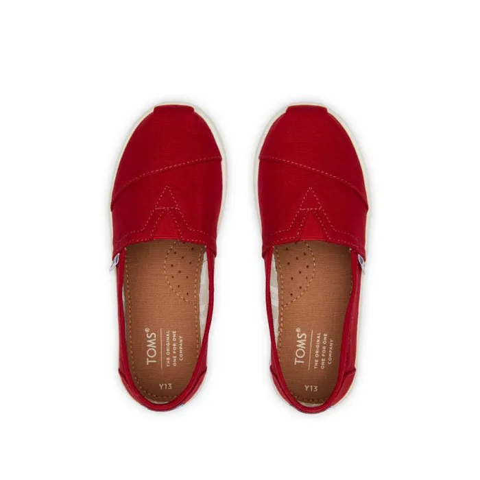 Toms TOMS Classics Alpargata Kids Shoe Red Canvas 8211 WomenKids Toms TOMS Classics Alpargata Kids Shoe Red Canvas 8211 WomenKids
