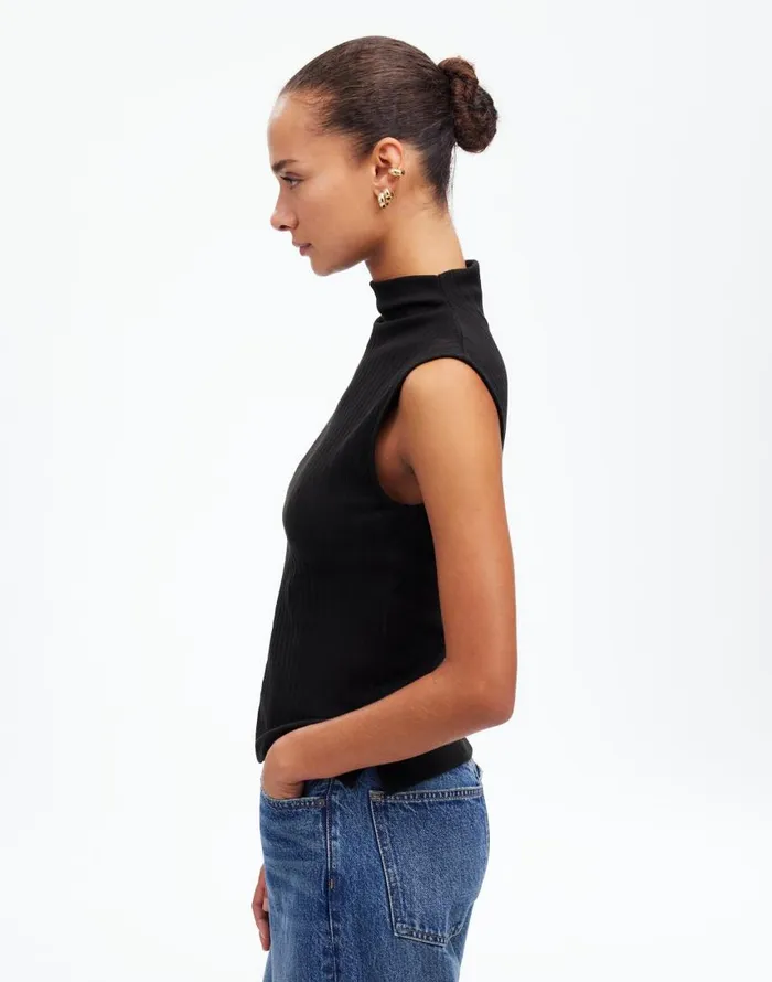 Tops and Shirts Women Madewell Ribbed Mockneck Tank Jet Black