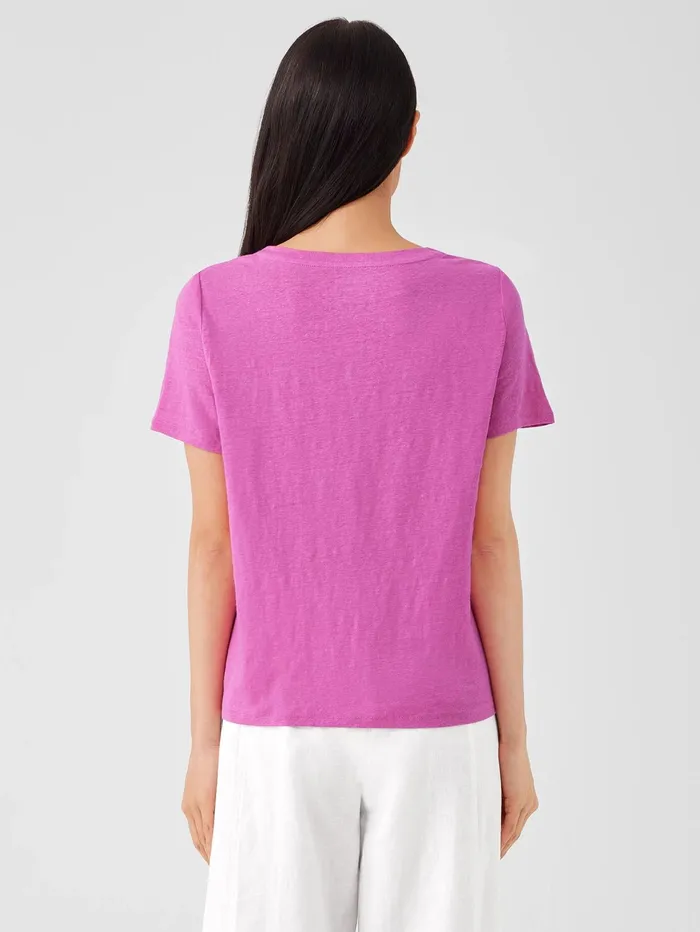 Tops and Tees Women Eileen Fisher Organic Linen Jersey Crew Neck Tee Black