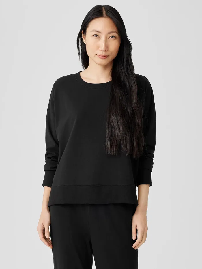 Tops and Tees Women Eileen Fisher Pima Cotton Stretch Jersey BoxTop Black