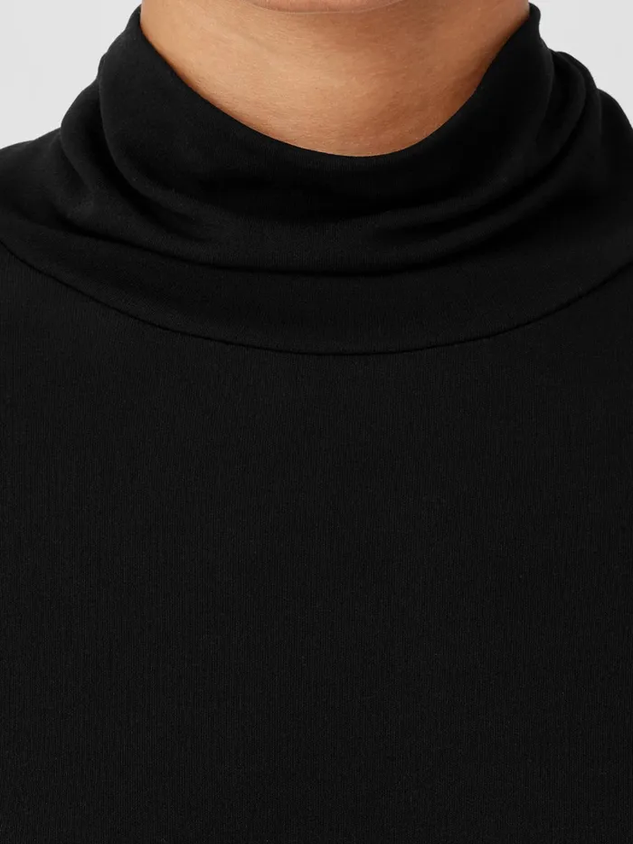 Tops and Tees Women Eileen Fisher Stretch Silk Jersey Scrunch Neck Top Black