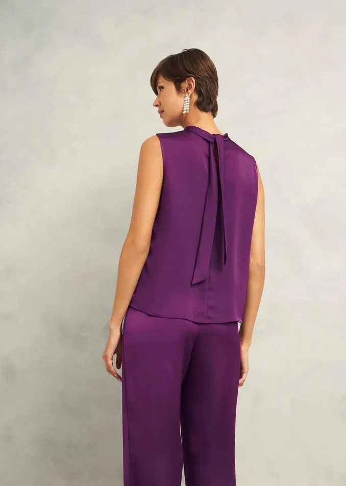 Tops Women HOBBS Eren Satin Blouse Vibrant Purple