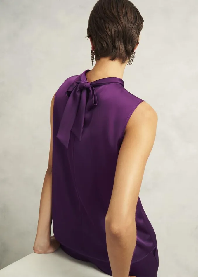 Tops Women HOBBS Eren Satin Blouse Vibrant Purple