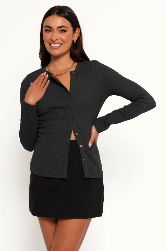 Tops Women Jessa Knit Top Charcoal Petal and Pup