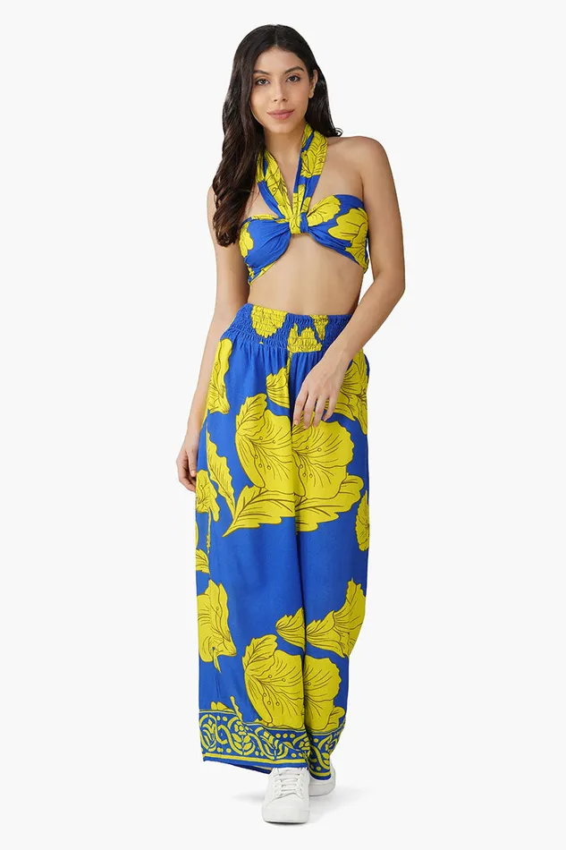 Tops Women Yellow Daze Printed Halter Top America and Beyond