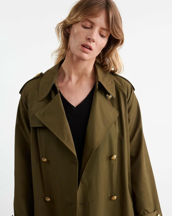 TOUSSAINT TRENCH COAT Olive Green Women Nili Lotan Coats and Outerwear