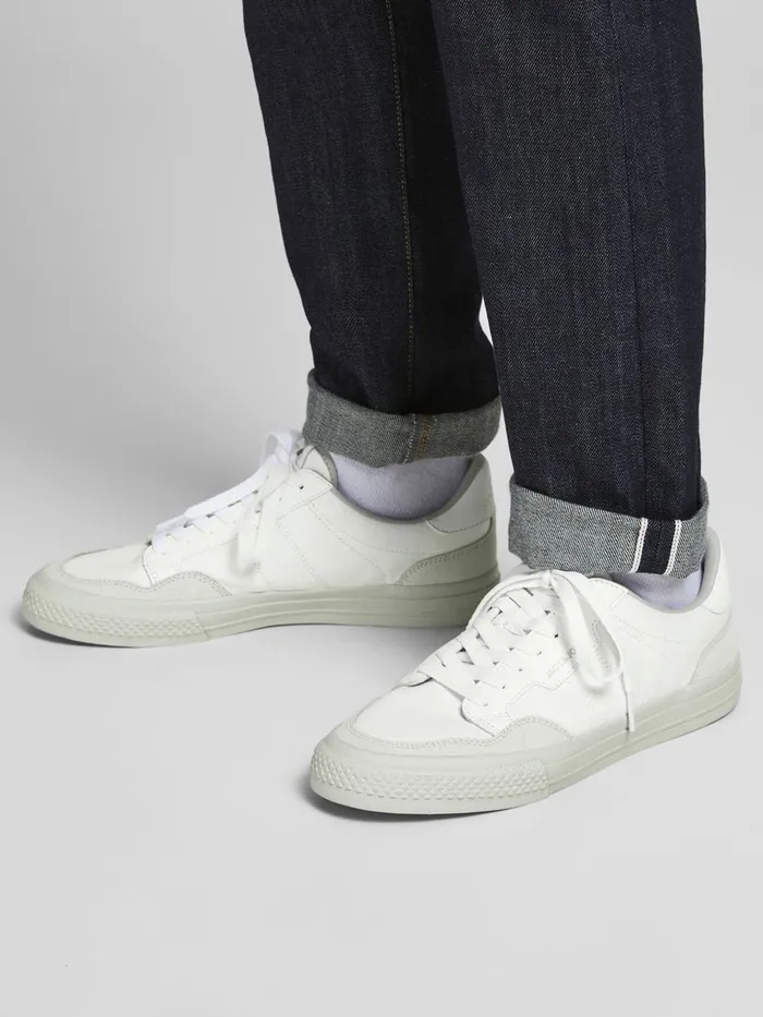 Trainers JACK and JONES Mens FAUX LEATHER LOGO SNEAKERS White Winter White Casaul Trainers JACK and JONES Mens FAUX LEATHER LOGO SNEAKERS White Winter White Casaul