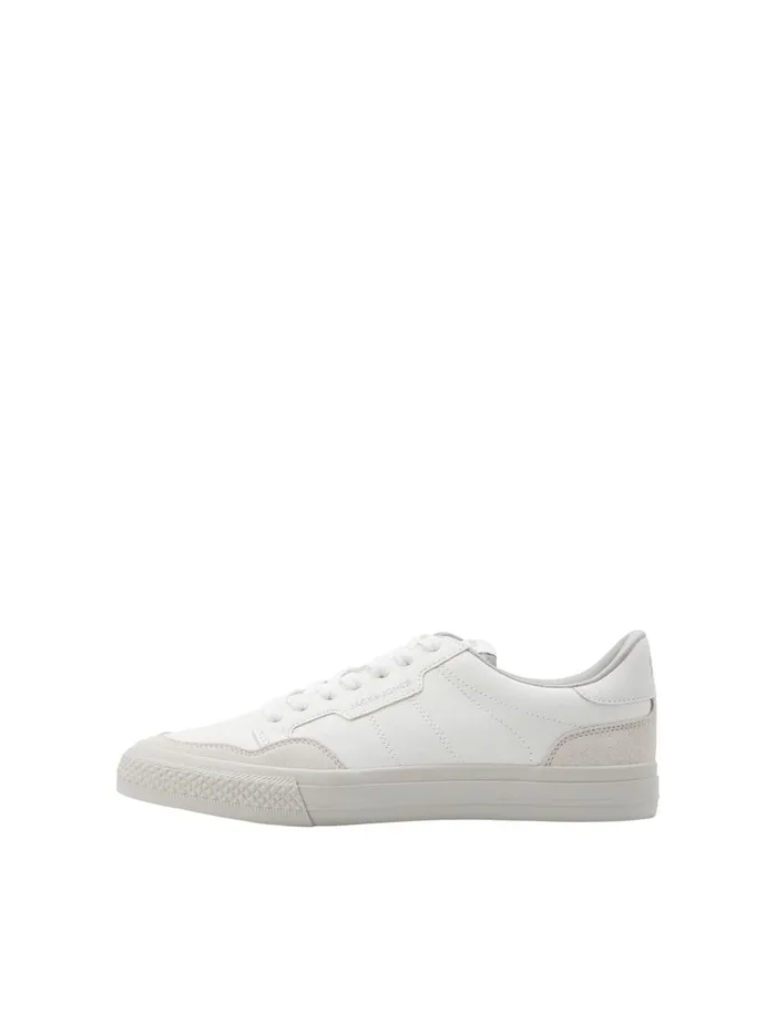 Trainers JACK and JONES Mens FAUX LEATHER LOGO SNEAKERS White Winter White Casaul