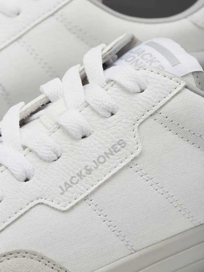 Trainers JACK and JONES Mens FAUX LEATHER LOGO SNEAKERS White Winter White Casaul