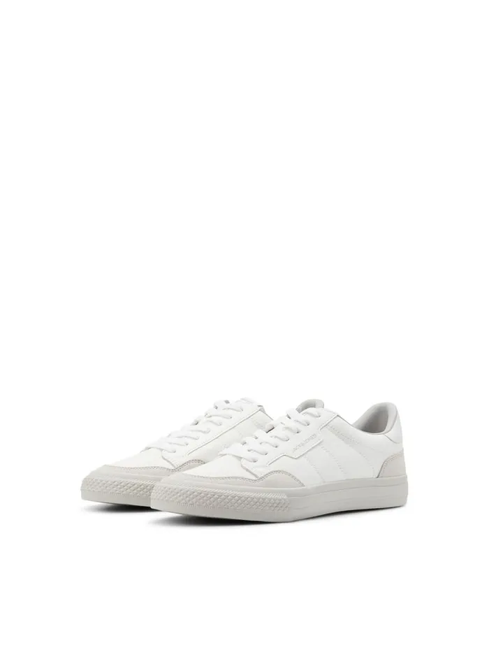Trainers JACK and JONES Mens FAUX LEATHER LOGO SNEAKERS White Winter White Casaul