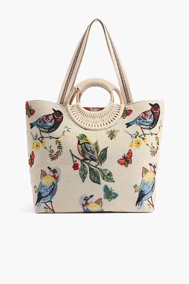 Travel and Beach Bags America and Beyond Women Birds in Paradise Hand Beaded Tote For Women