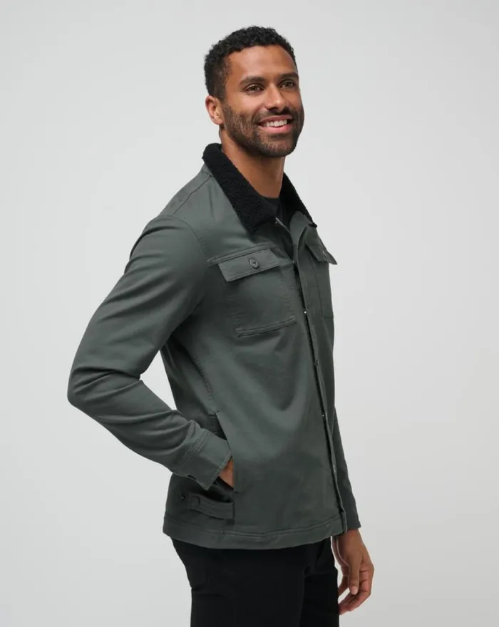 TravisMathew CLOUD DENIM SHERPA JACKET Balsam Green Men Jackets TravisMathew CLOUD DENIM SHERPA JACKET Balsam Green Men Jackets