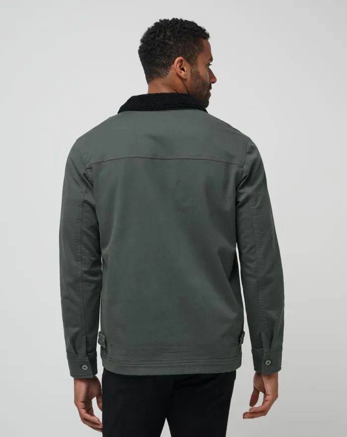 TravisMathew CLOUD DENIM SHERPA JACKET Balsam Green Men Jackets TravisMathew CLOUD DENIM SHERPA JACKET Balsam Green Men Jackets