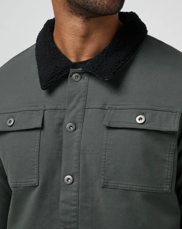TravisMathew CLOUD DENIM SHERPA JACKET Balsam Green Men Jackets TravisMathew CLOUD DENIM SHERPA JACKET Balsam Green Men Jackets