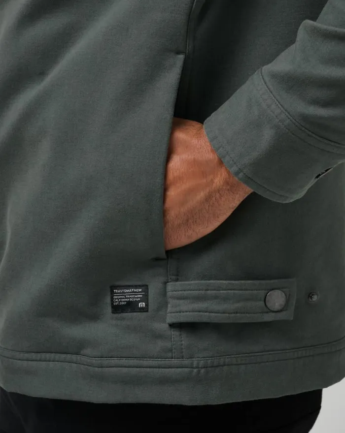 TravisMathew CLOUD DENIM SHERPA JACKET Balsam Green Men Jackets TravisMathew CLOUD DENIM SHERPA JACKET Balsam Green Men Jackets